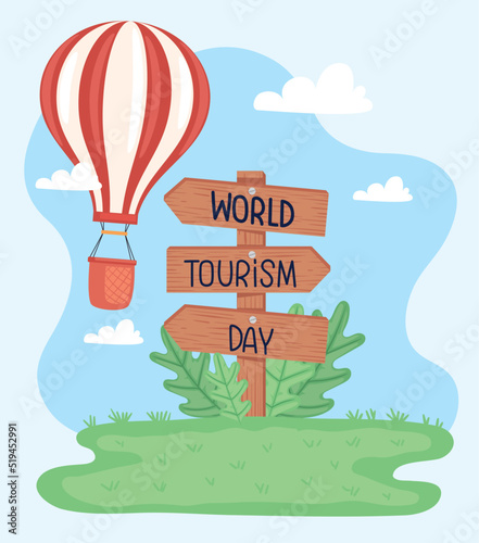 world tourism day lettering in signal