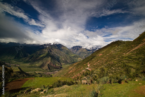 Storm clouds gathering over the Andes Mountains in the Valle Sagrado, Cuzco, Peru.