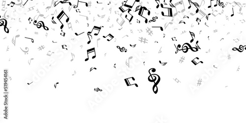Musical notes cartoon vector wallpaper. Symphony