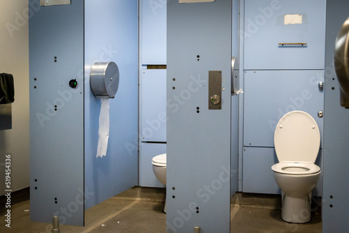 Empty public toilet blocks, cubicles