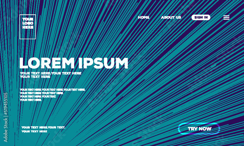 Vector web page template. Landing page backdrop. Speed backgound modern gradient line style. Space wallpaper for graphic, cosmos, data flow. Circular line colorful motion. 10 eps