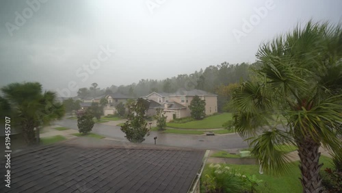 Thunderstorm above a house roof	