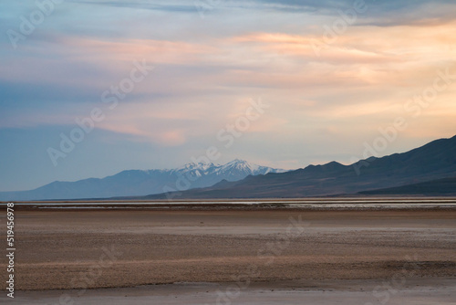 Sunrise over the Great Salt Lake in Utah. View from Antelope Island State Park. 