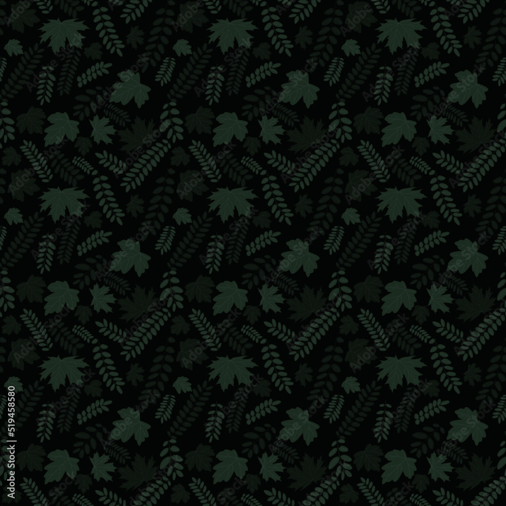 Seamless vector pattern in the form of green leaves