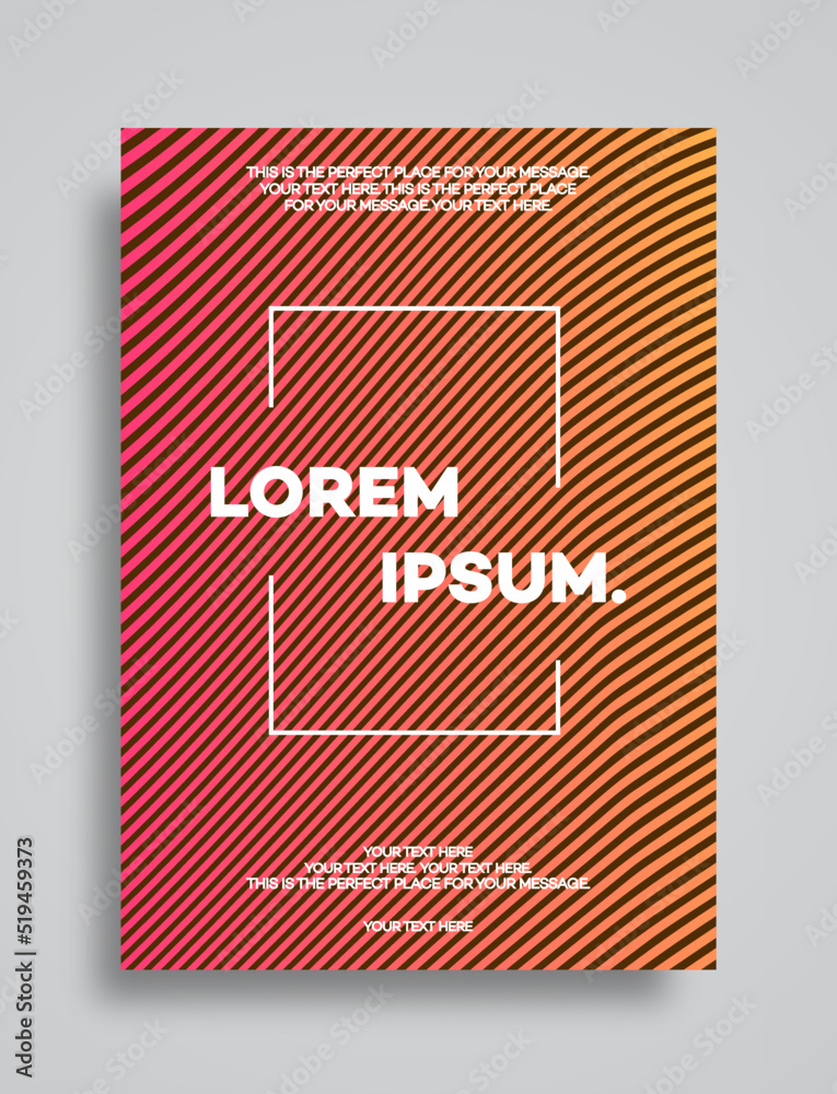Cover design template set with abstract lines modern orange color gradient style on background for decoration presentation, flyer, brochure, catalog, poster, book, magazine etc. Vector Illustration