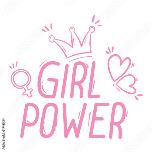 girl power lettering pink