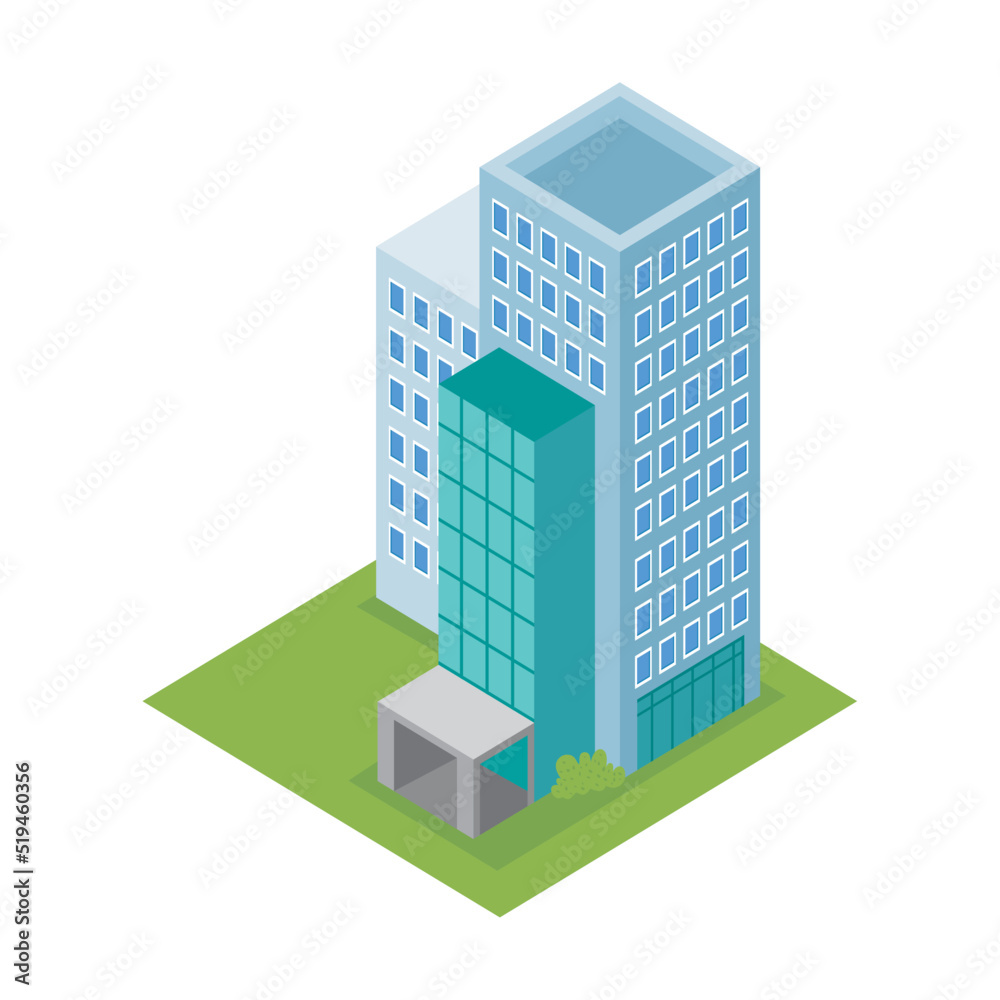 blue building isometric construction blue building isometric construction