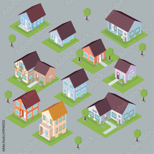 isometric neighborhood cityscape