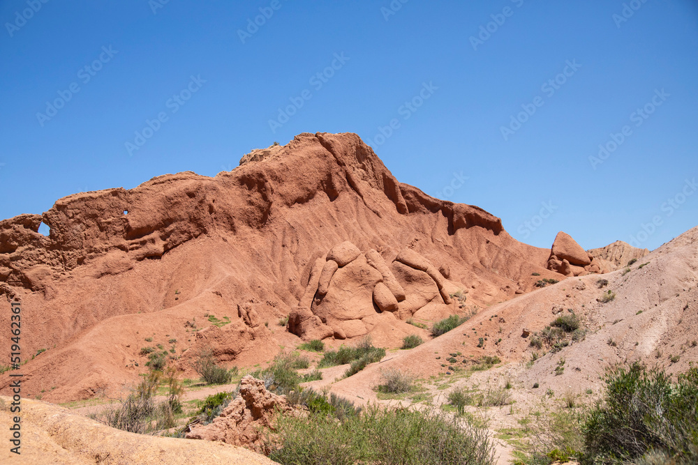 The strange formations of Skazka, or Fairytale Canyon in Kyrgyzstan.