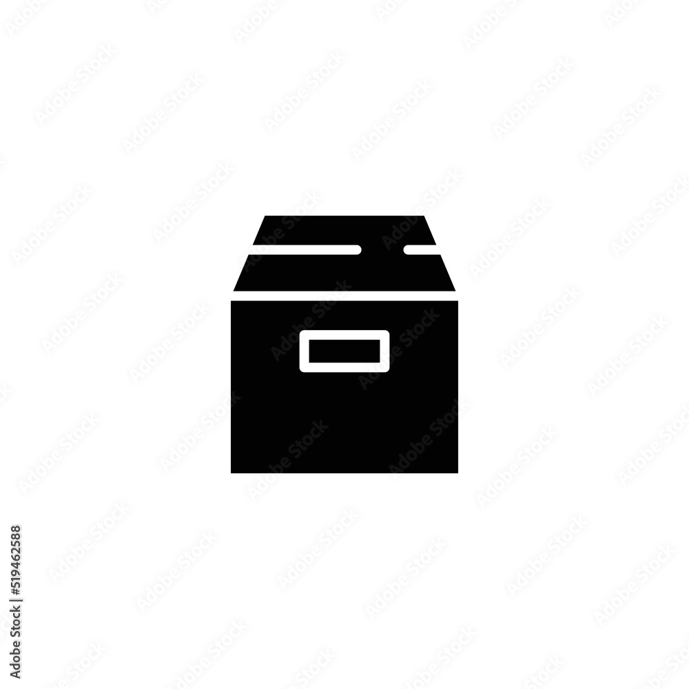 Box icon. Simple solid style. Cardboard, delivery package, parcel concept. Glyph vector illustration design isolated on white background. EPS 10. Box icon. Simple solid style. Cardboard, delivery package, parcel concept. Glyph vector illustration design isolated on white background. EPS 10.