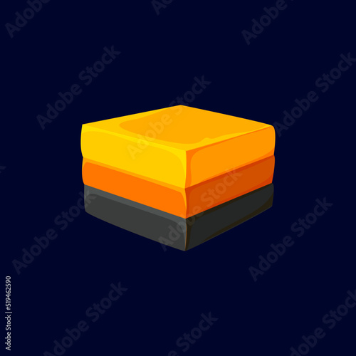 Layered chocolate caramel candy Halloween party food snack isolated cartoon gelatin lollipop. Vector confection trick or treat holiday sweets. Liquorice square yummy orange and black confectionery