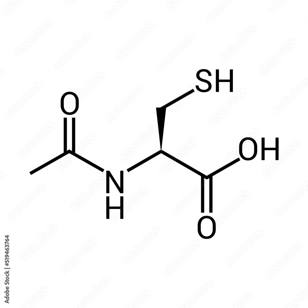 chemical structure of Acetylcysteine (C5H9NO3S) chemical structure of Acetylcysteine (C5H9NO3S)