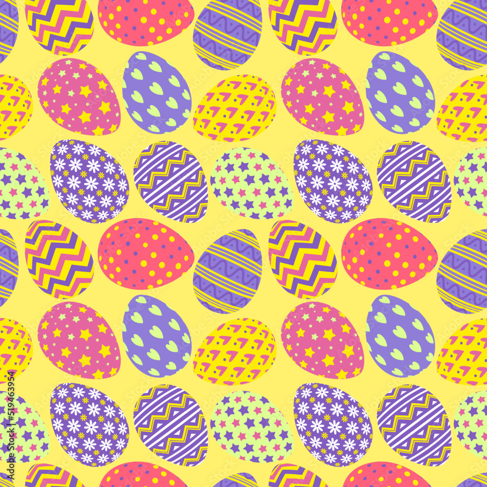 Happy easter eggs pattern colorful style with different pattern for promotion, decoration, greeting card, sale, party poster, tag, stamp, label, special offer. Vector Illustration Happy easter eggs pattern colorful style with different pattern for promotion, decoration, greeting card, sale, party poster, tag, stamp, label, special offer. Vector Illustration