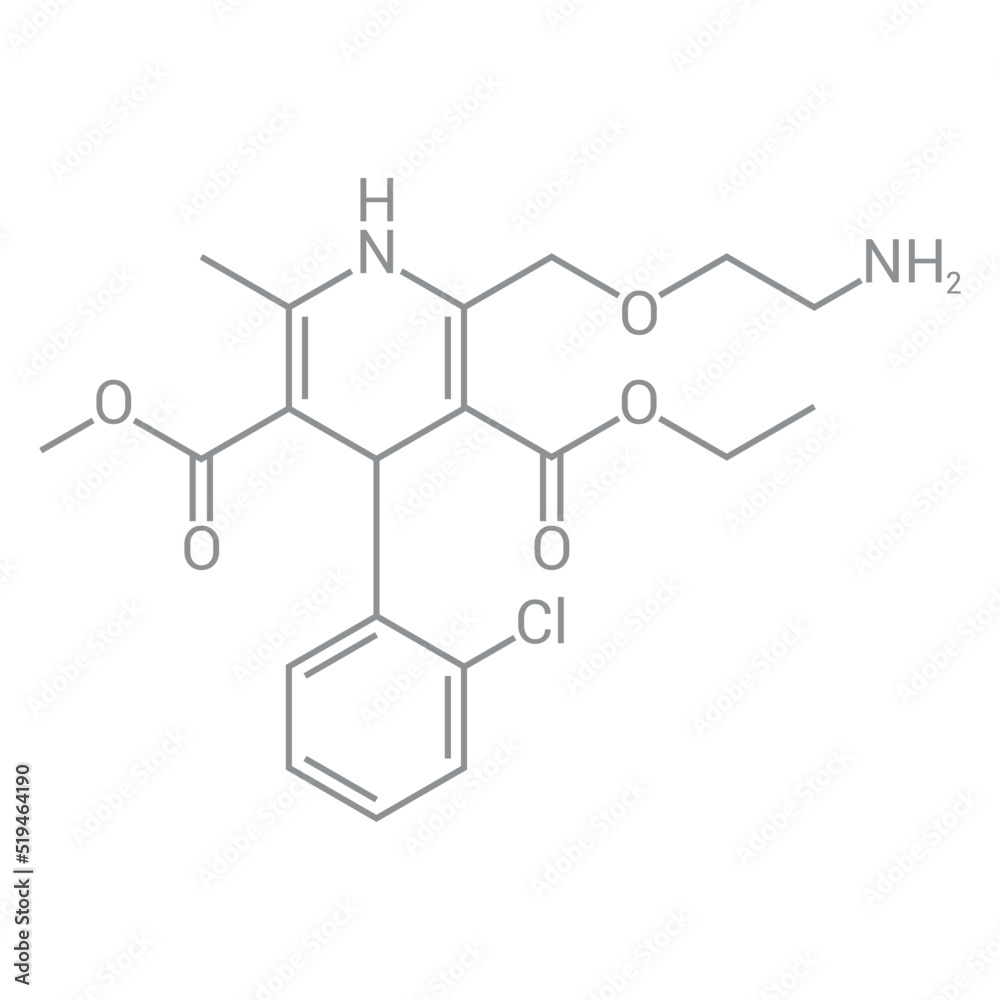 chemical structure of Amlodipine (C20H25ClN2O5) chemical structure of Amlodipine (C20H25ClN2O5)