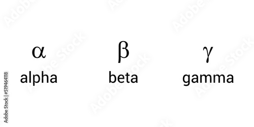 alpha beta gamma symbols. Vector illustration isolated on white background photo