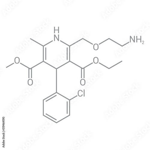 chemical structure of Amlodipine (C20H25ClN2O5) photo