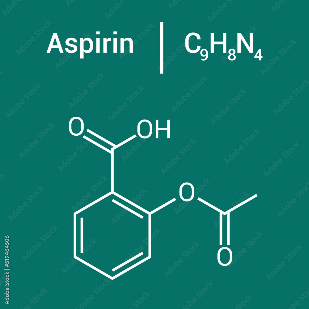 Chemical Structure Of Aspirin C9H8O4 Stock Vector Adobe Stock Chemical Structure Of Aspirin C9H8O4 Stock Vector Adobe Stock