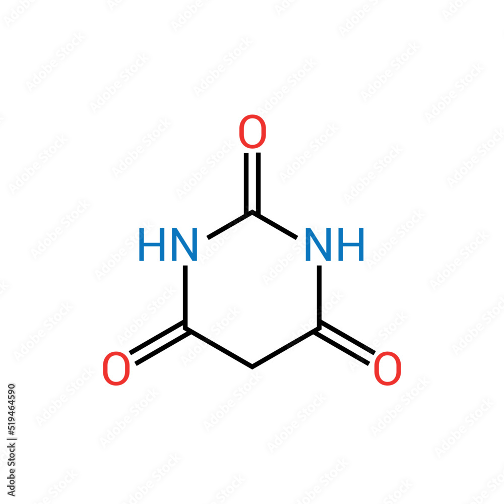 chemical structure of Barbituric acid (C4H4N2O3) chemical structure of Barbituric acid (C4H4N2O3)