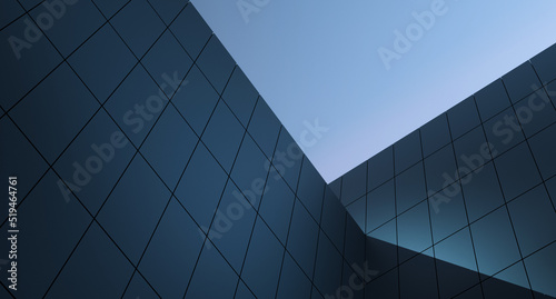 Fototapeta Naklejka Na Ścianę i Meble -  Architecture design from blocks.Structure of modern metallic wall design with reflection. The concept of a modern building. 3D render.