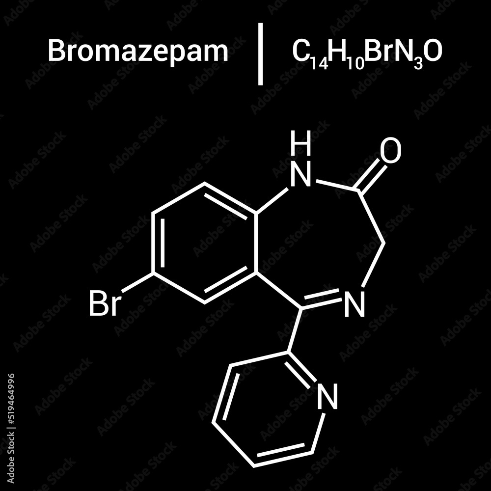 chemical structure of Bromazepam (C14H10BrN3O) chemical structure of Bromazepam (C14H10BrN3O)
