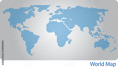 Blue gradient dotted world map style, vector illustration isolated on white background.
