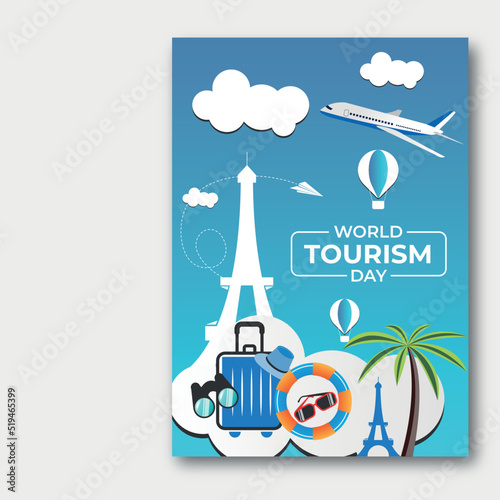 World tourism day banner or poster vector design