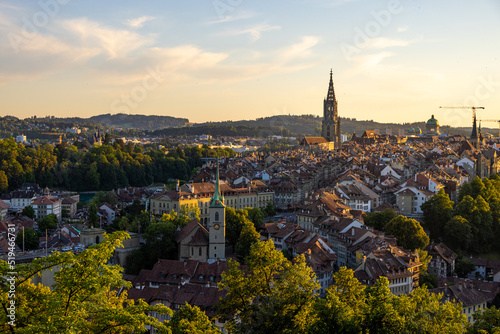 View over the old town of Bern in the evening - travel photography © 4kclips