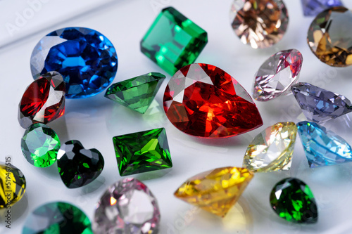 Group of Bright gems on a white background