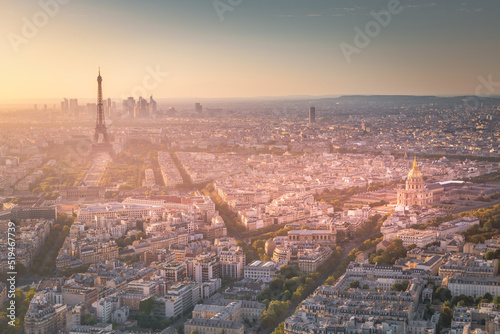 Eiffel tower and Les Invalides at dramatic sunrise Paris, France