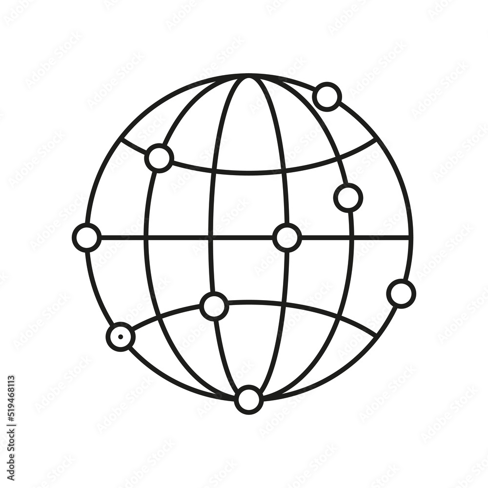 Global Connection concept line icon. Simple element illustration. Global Connection concept outline symbol design from business set. Can be used for web and mobile on white background Global Connection concept line icon. Simple element illustration. Global Connection concept outline symbol design from business set. Can be used for web and mobile on white background