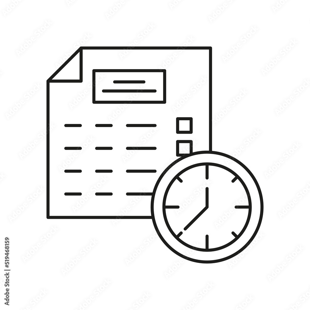 Deadline, clock concept line icon. Simple element illustration. Deadline, clock concept outline symbol design from business set. Can be used for web and mobile on white background Deadline, clock concept line icon. Simple element illustration. Deadline, clock concept outline symbol design from business set. Can be used for web and mobile on white background