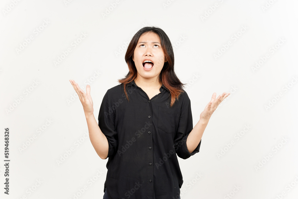 Angry expression of Beautiful Asian Woman Isolated On White Background Angry expression of Beautiful Asian Woman Isolated On White Background