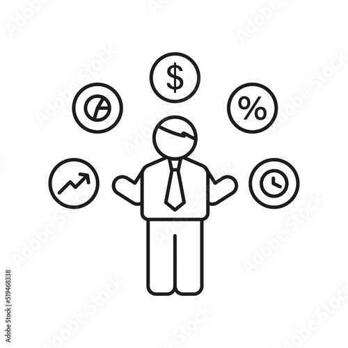Businessman, diagnosis concept line icon. Simple element illustration. Businessman, diagnosis concept outline symbol design from business set. Can be used for web and mobile on white background