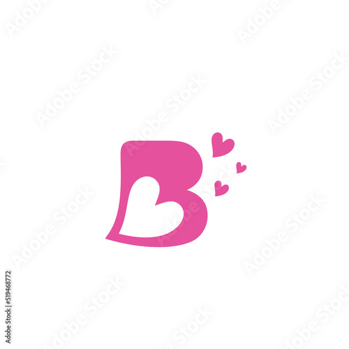 Letter B and love icon vector 