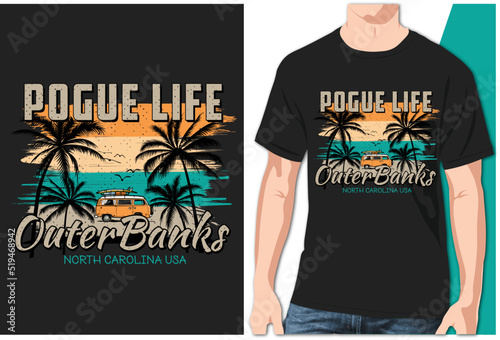 Schilderij op canvas Pogue life outer banks North California t-shirt design
