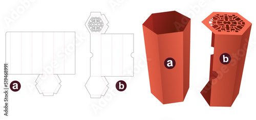 packaging box die cut template and 3D mockup
