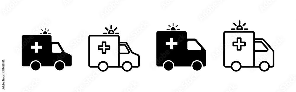 Ambulance icon vector. ambulance truck sign and symbol. ambulance car