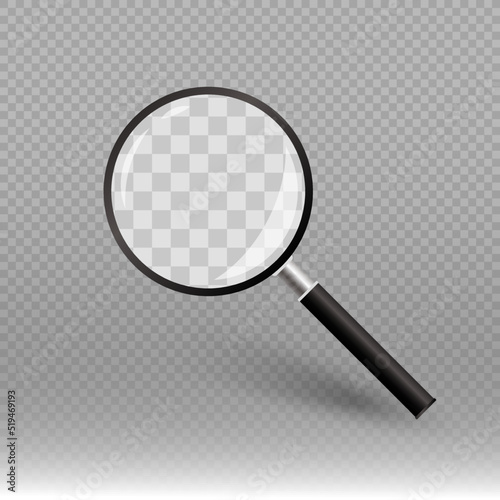 Search icon vector. Magnifying glass with transparent background. 