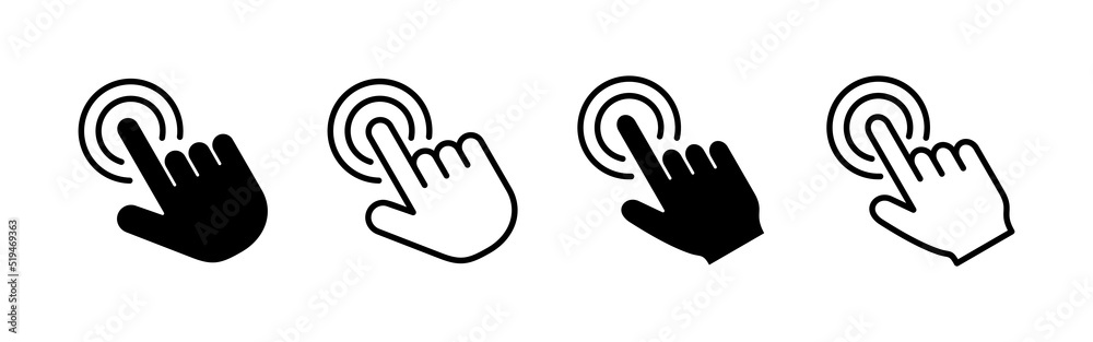 Hand click icon vector. pointer sign and symbol. hand cursor icon Hand click icon vector. pointer sign and symbol. hand cursor icon