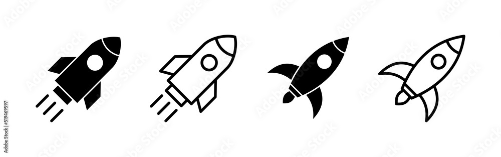 Rocket icon vector. Startup sign and symbol. rocket launcher icon Rocket icon vector. Startup sign and symbol. rocket launcher icon
