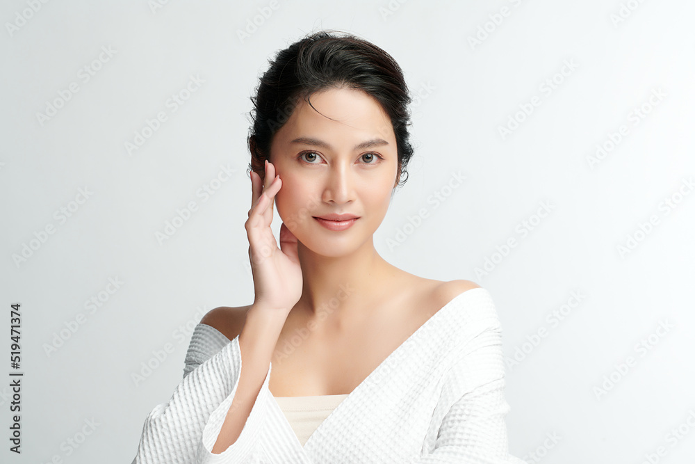 Beautiful young asian woman with clean fresh skin on white background, Face care, Facial treatment, Cosmetology, beauty and spa, Asian women portrait. Beautiful young asian woman with clean fresh skin on white background, Face care, Facial treatment, Cosmetology, beauty and spa, Asian women portrait.