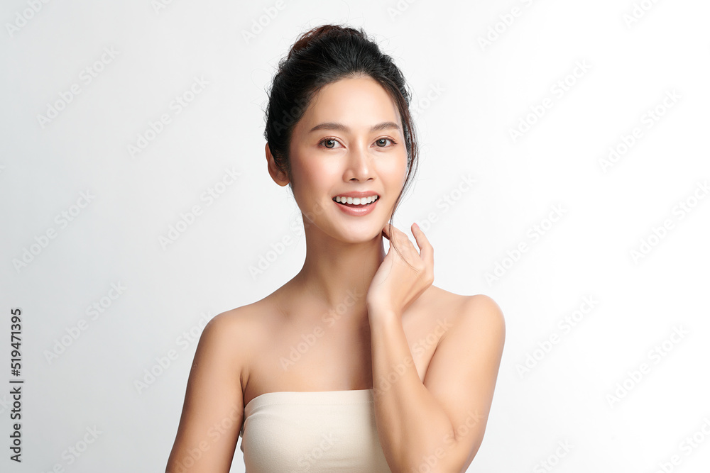 Beautiful young asian woman with clean fresh skin on white background, Face care, Facial treatment, Cosmetology, beauty and spa, Asian women portrait. Beautiful young asian woman with clean fresh skin on white background, Face care, Facial treatment, Cosmetology, beauty and spa, Asian women portrait.