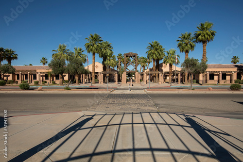 Sunny afternoon view of the public City Hall of Blythe  California  USA.