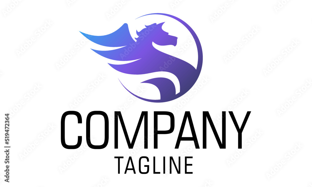Purple Color Legend Pegasus Myth Logo Design Purple Color Legend Pegasus Myth Logo Design