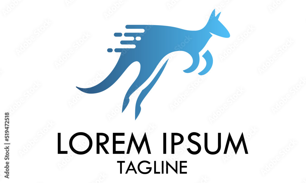 Blue Color Simple Fast Animal Kangaroo Logo Design