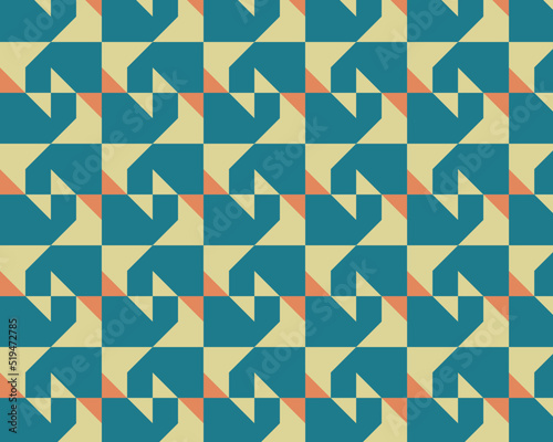 Geometric abstract seamless pattern, with retro color combination. Background