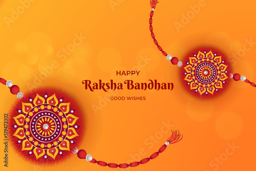 Happy Raksha Bandhan red background with decorative Rakhi