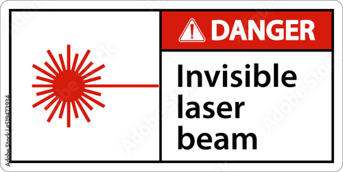 Danger Sign invisible laser beam On White Background