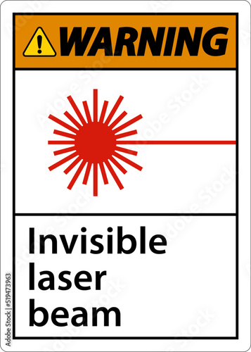 Warning Sign invisible laser beam On White Background