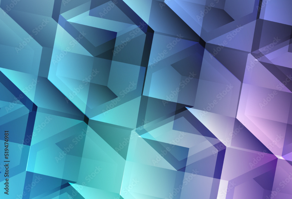 Fototapeta premium Light Pink, Blue vector backdrop with hexagons.